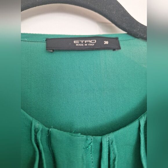 Etro Green Silk Bluase Size 38 - Picture 2 of 7